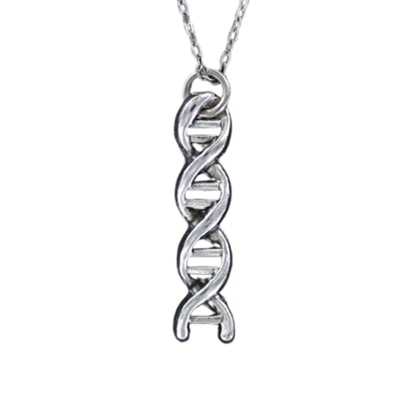 DNA STRAND Necklace on Chain or Charm Only – Pewter Helix Molecule Genetic Gene
