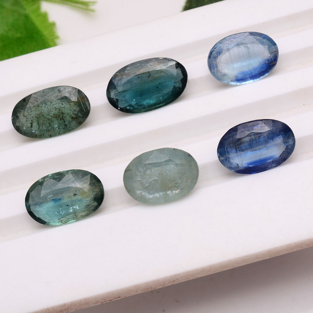 Set Of 6 Pcs Natural Kyanite Untreated Oval Faceted Cut Untreated Gemstones Lot