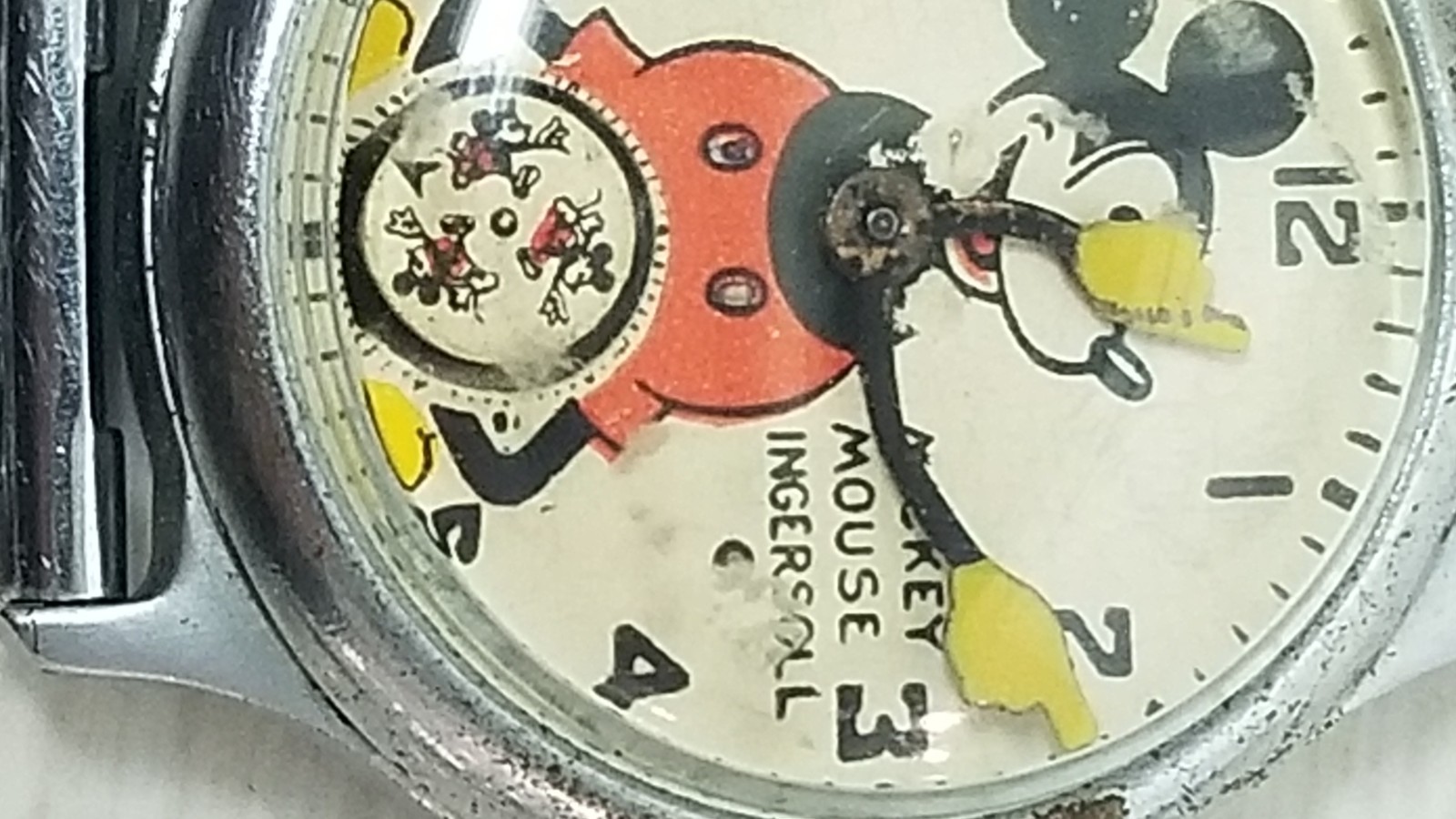 Vintage 1934 Ingersoll Mickey Mouse Wrist Watch Works some K293/ROSE K