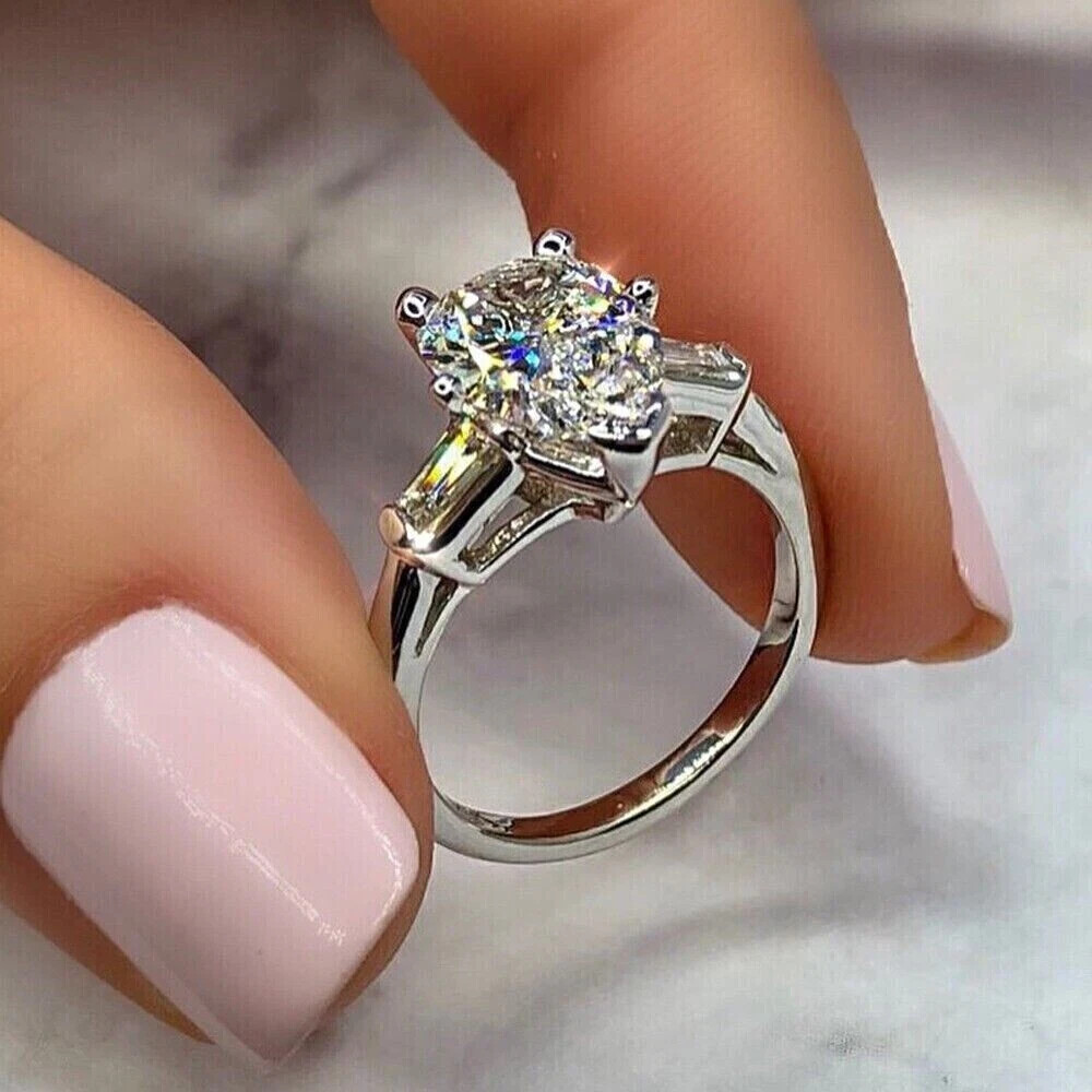 2Ct Pear Cut Lab Created Diamond Solitaire Engagement Ring 14K White Gold Plated