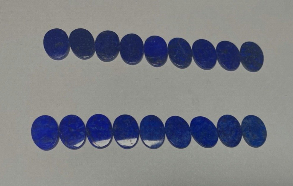 VINTAGE LOT 0F 9 PCS 14/10 MM NATURAL BLUE LAPIS LAZULI CONCAVE CUT PRETTY BLUE