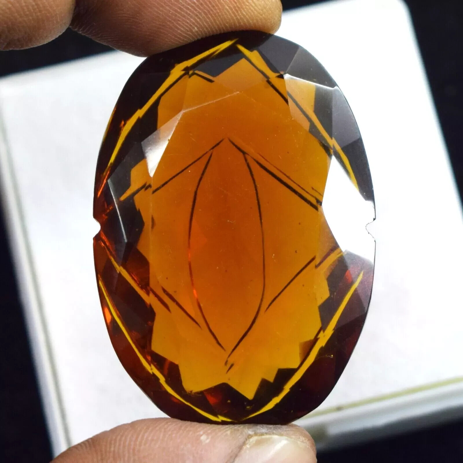 Natural 99.20 Ct Oval Shape Certified Carving Yellow Citrine Loose Gemstone
