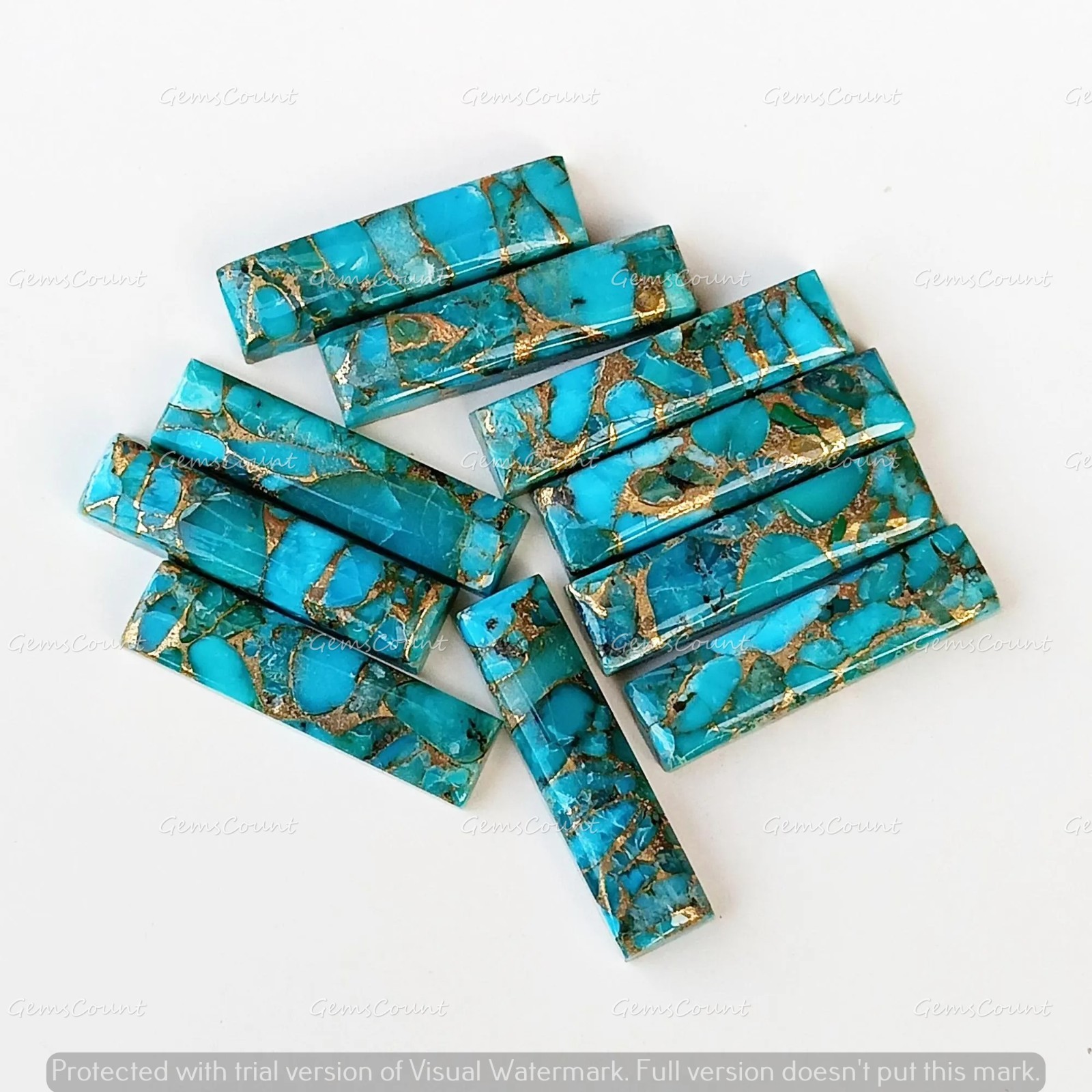 Natural Blue Copper Turquoise Rectangle Cabochon Gemstone 5x10mm-15x30mm