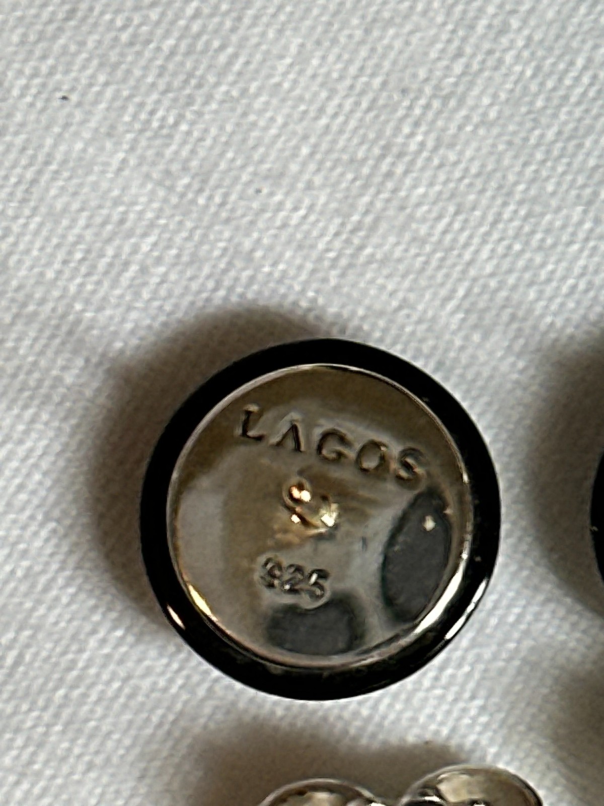LAGOS Black Ceramic Sterling Silver and Diamond STUD Earrings