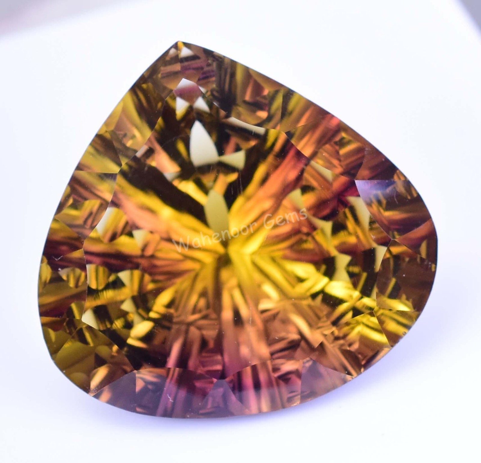 Flawless Natural Bi-Color Ametrine 37.10 Ct Pear Certified Untreated Gemstone