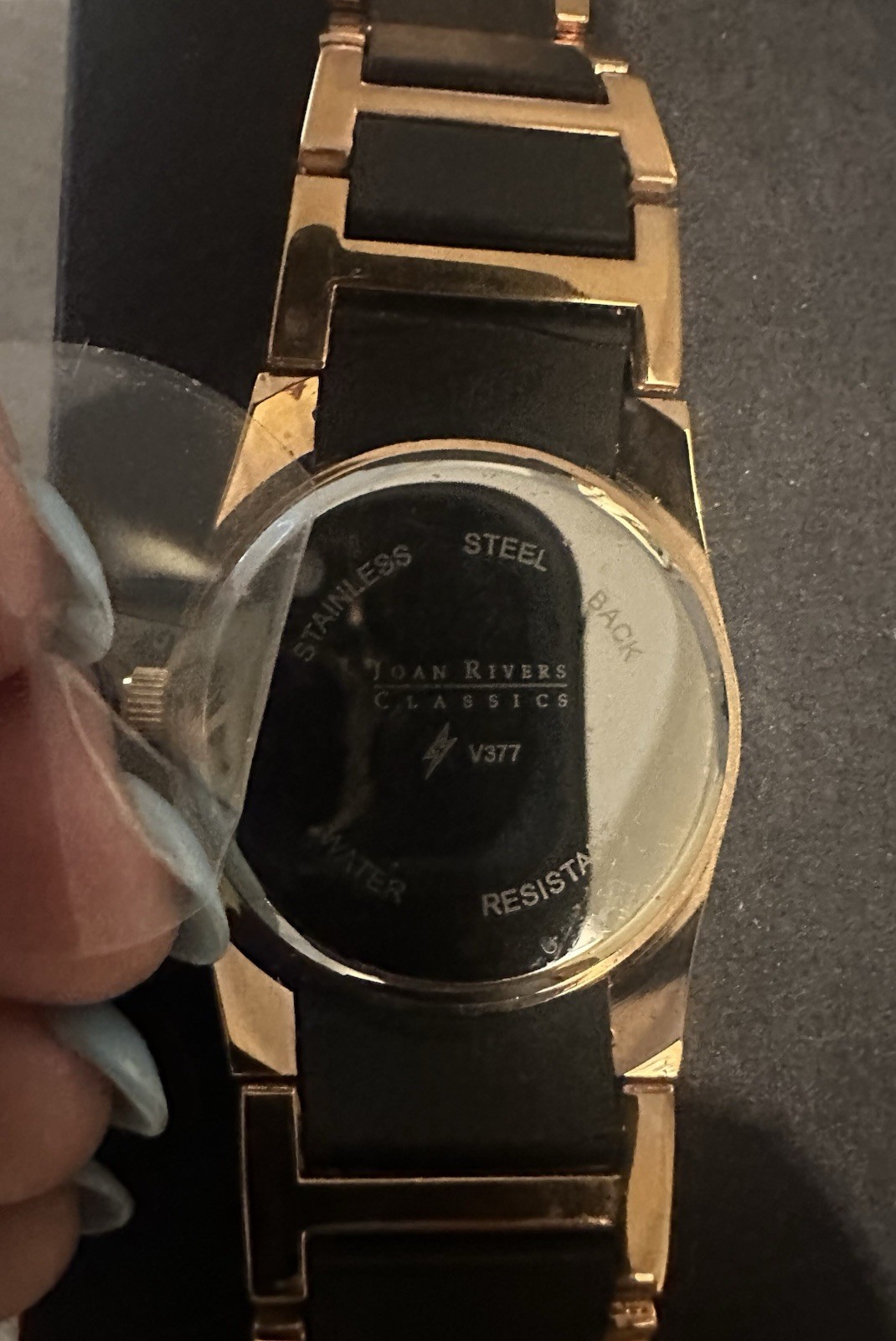 Joan Rivers Classics Women’s Quartz Analog Gold-Tone Bracelet Watch Black Dial