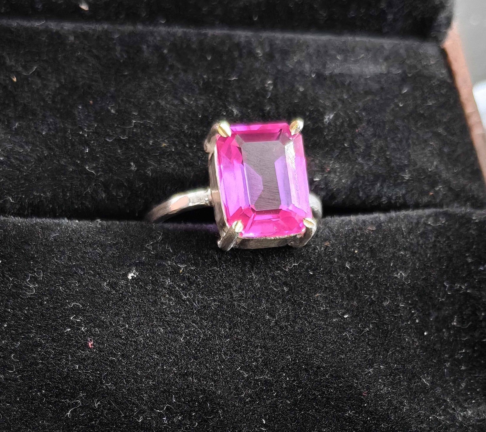 10 Ct Stone Natural Certified Pink Sapphire Ring 925 Silver Ring Size 9