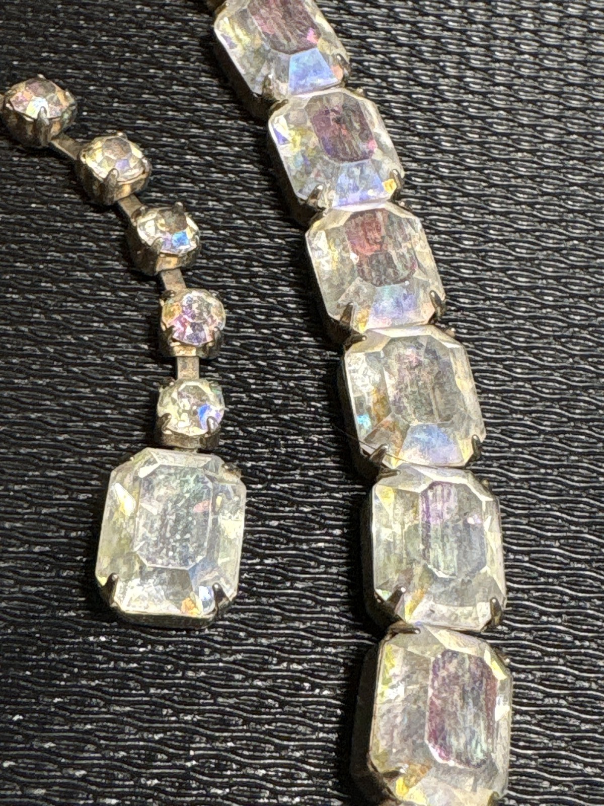 Aurora Borealis Rhinestone Rivière Necklace Mid-20th Century
