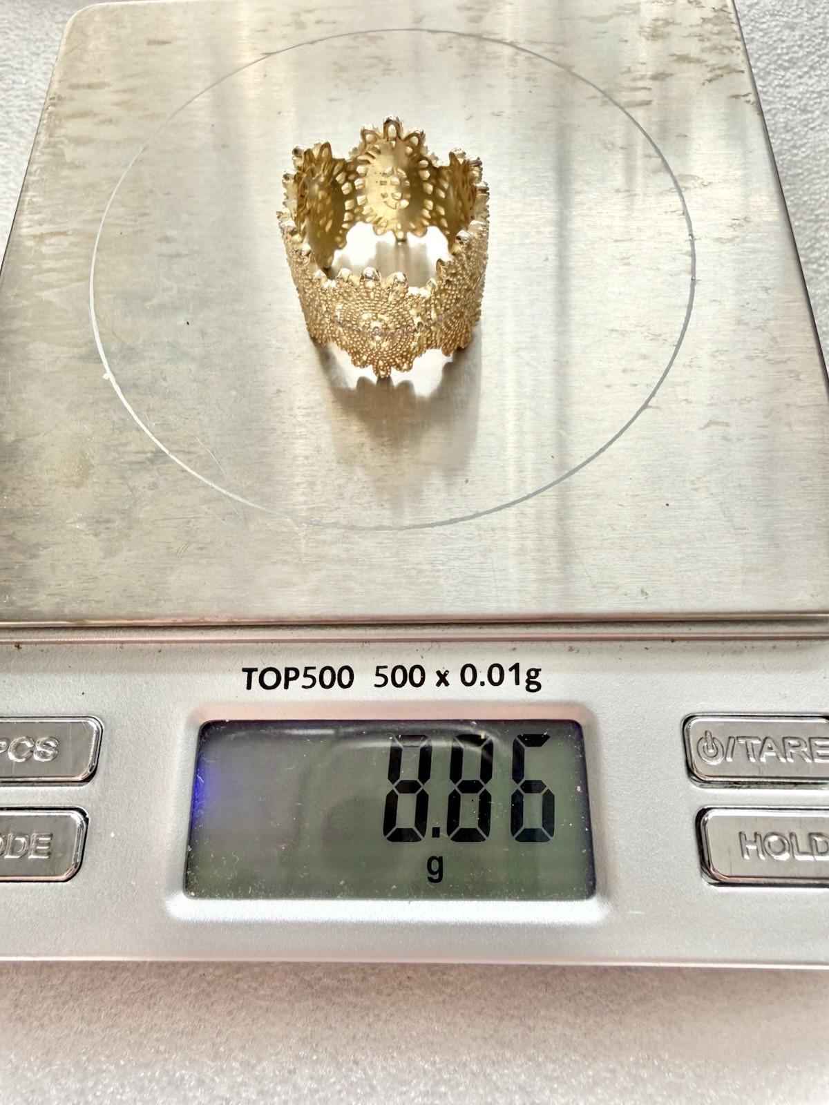 NADRI 925 Sterling Vermeil 19.7mm Wide Lace Sz7 Ring 8.86