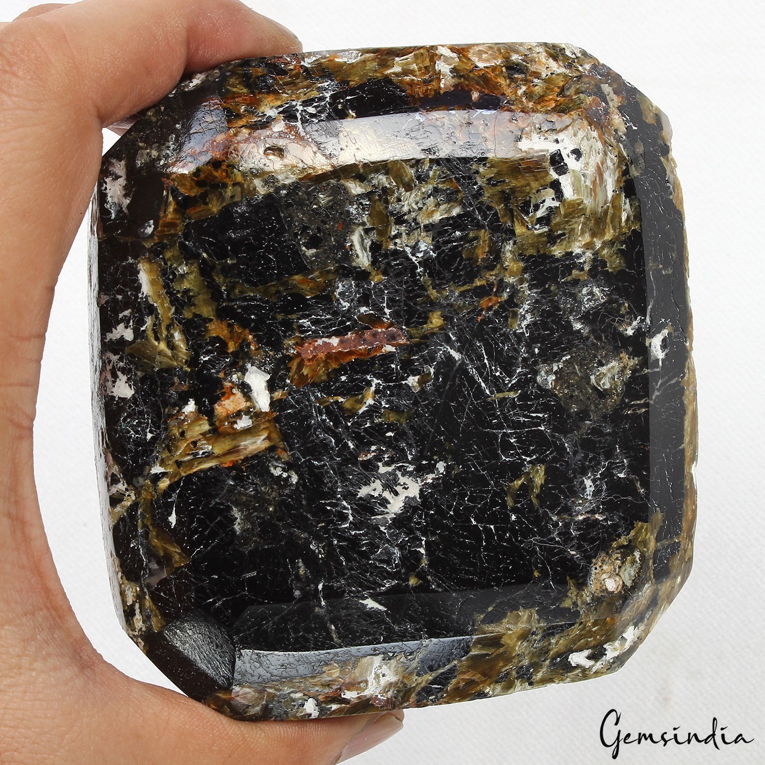 1.1 Kg Natural Black Tourmaline Collectors’ Grade Untreated Emerald Cut Gemstone