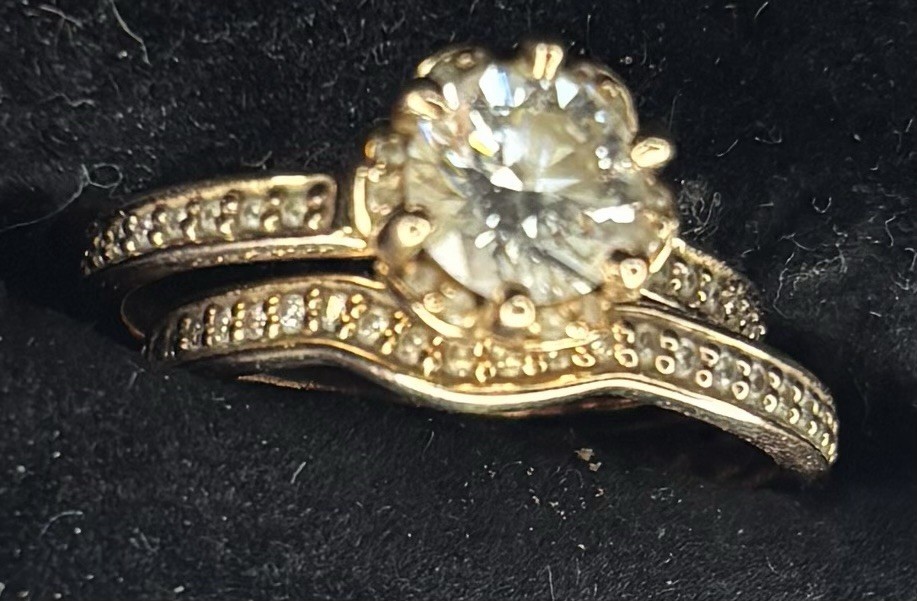 Stuller 14K Pink Gold Diamond Engagement/Wedding Ring Set GIA 0.78carat, size 5