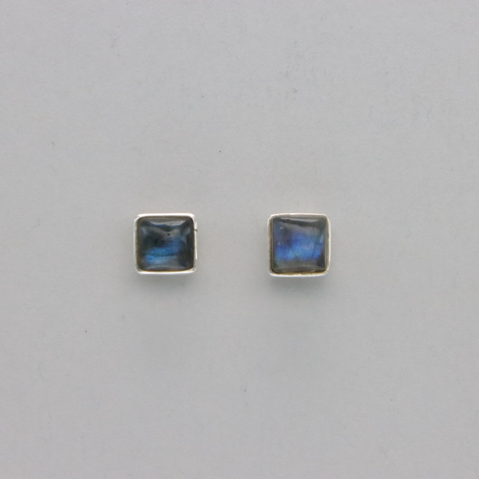 Square / Rectangle LABRADORITE Post Stud Earrings – 925 STERLING SILVER #10e