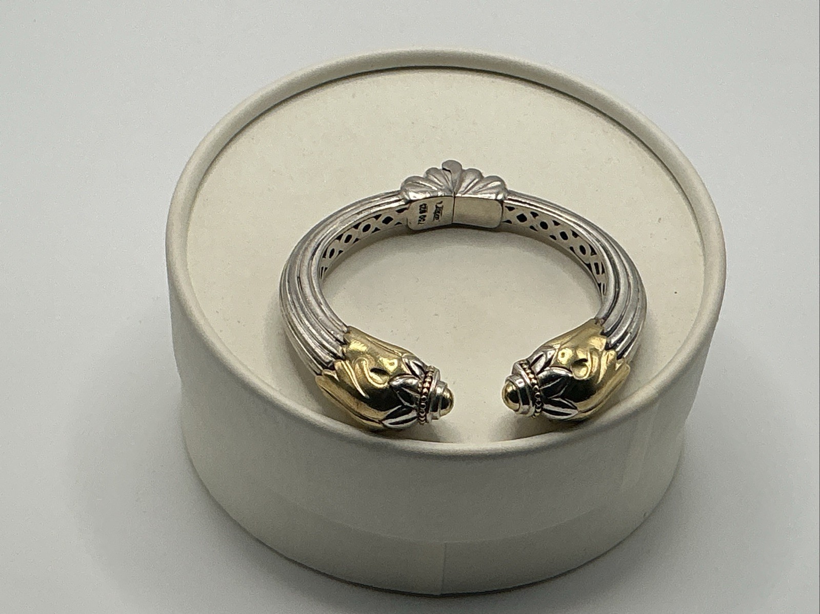 LAGOS CAVIAR Sterling Silver And 18K Gold Hinged Cuff Bracelet 750 And 925