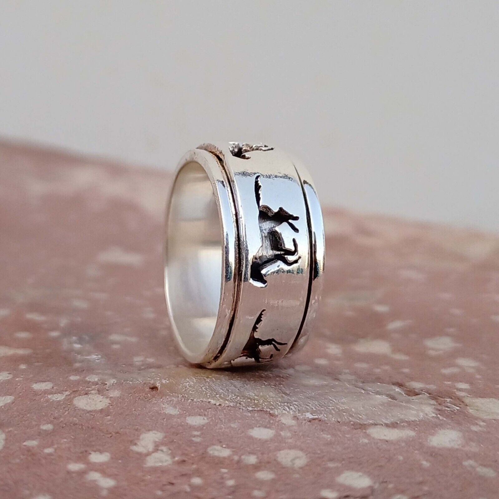 Horse Spinner Ring 925 Sterling Silver Handmade Jewelry Band Ring All Size SR614