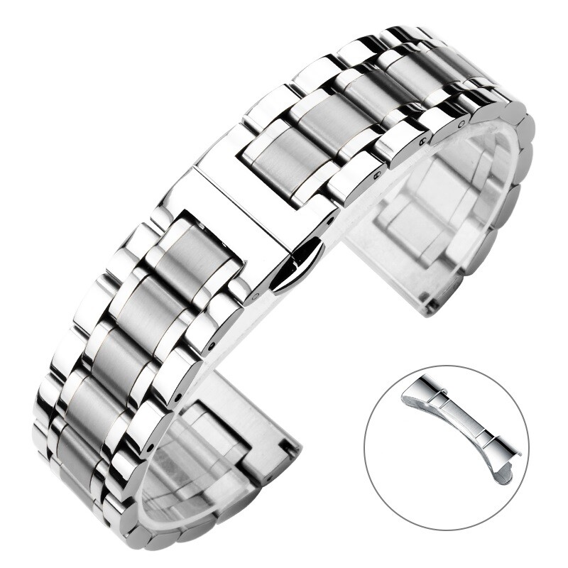 20/21/22mm Metal Watch Strap Stainless Steel Band Bracelet w Butterfly Buckle