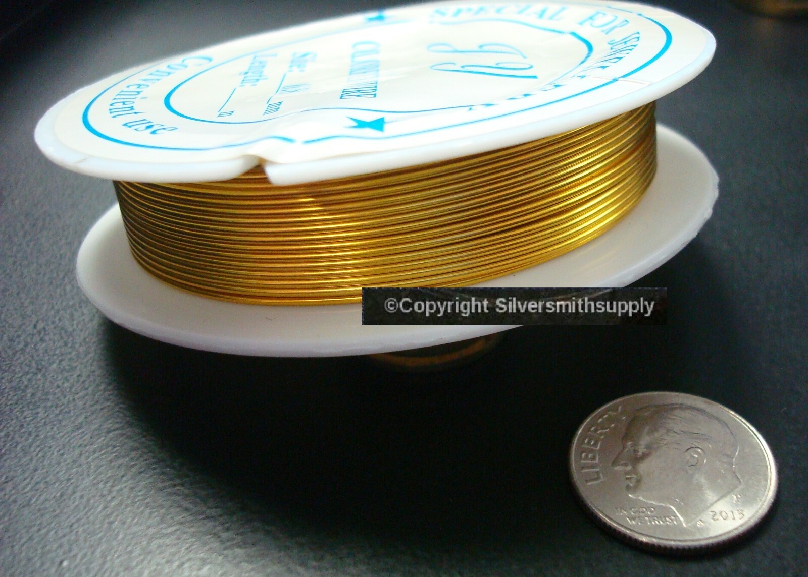 Bright Gold plated copper 22ga wire wrapped jewelry bead wire 19.68′ PW002b