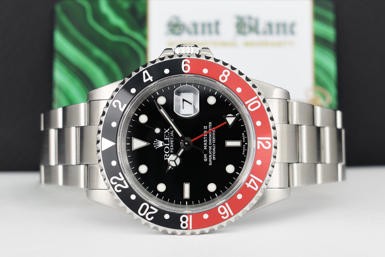 ROLEX Vintage 40mm SS GMT Master II Black Red “Coke” Bezel SEL 16710 SANT BLANC