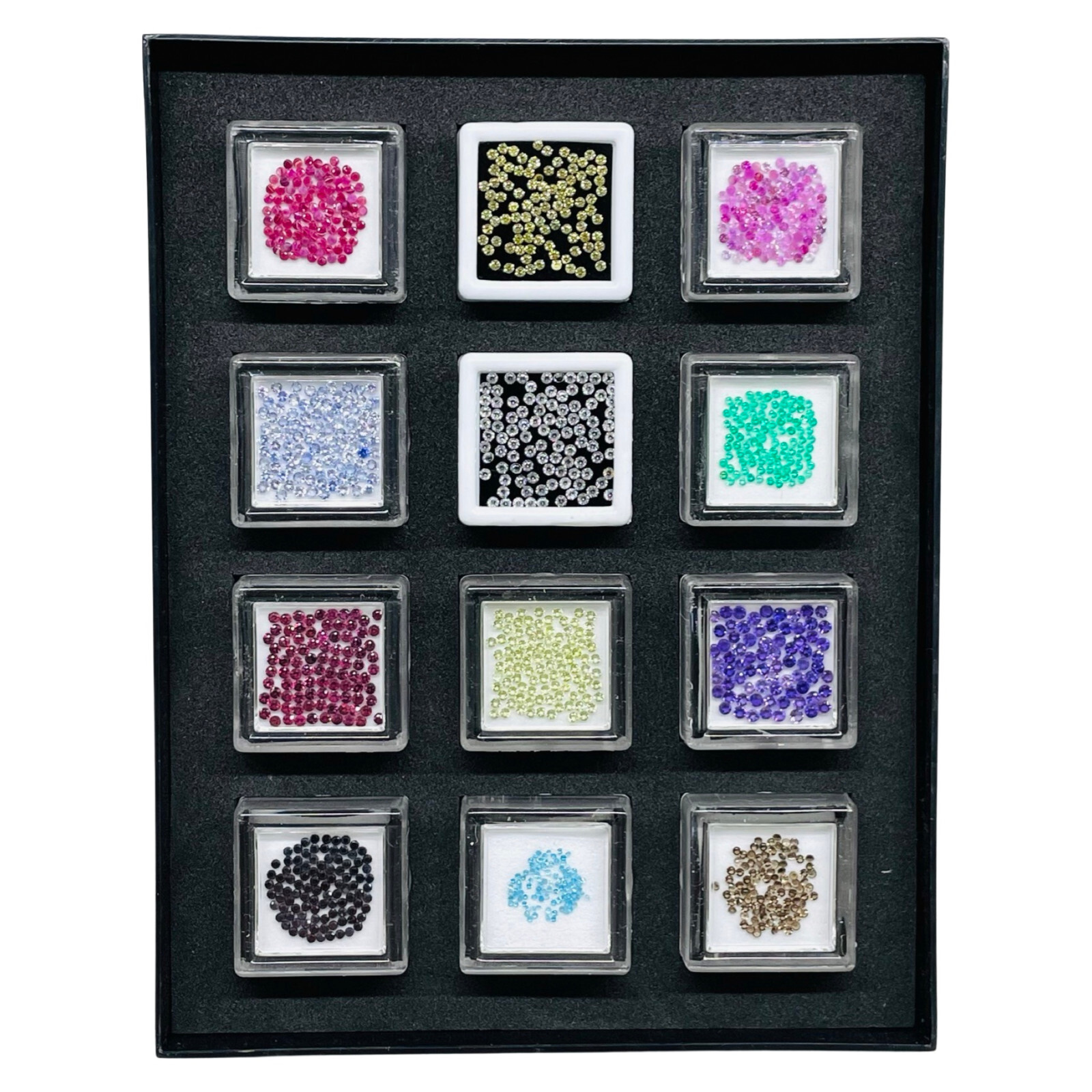 1200 Pcs Natural Multi Gemstones 1-2mm Round Cut Diamond Cut Loose Gemstones Box