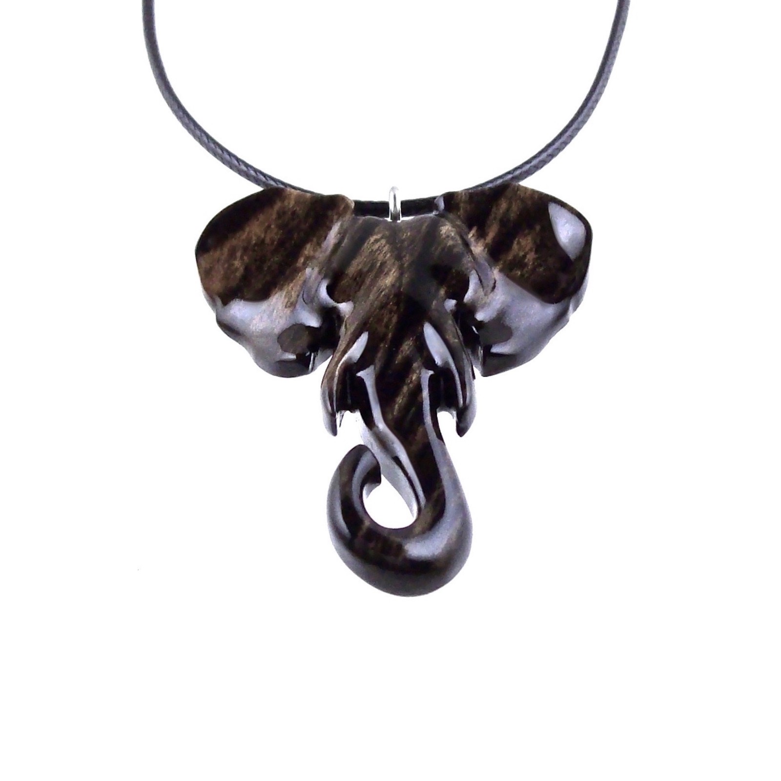 Elephant Necklace Pendant – Hand-Carved Wooden Animal Jewelry for Men and Women