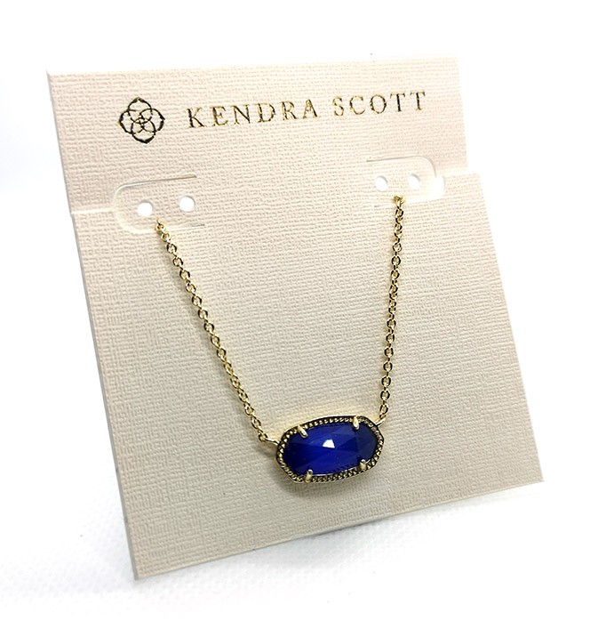 New Kendra Scott Elisa Gold Pendant Necklace In Cobalt Blue