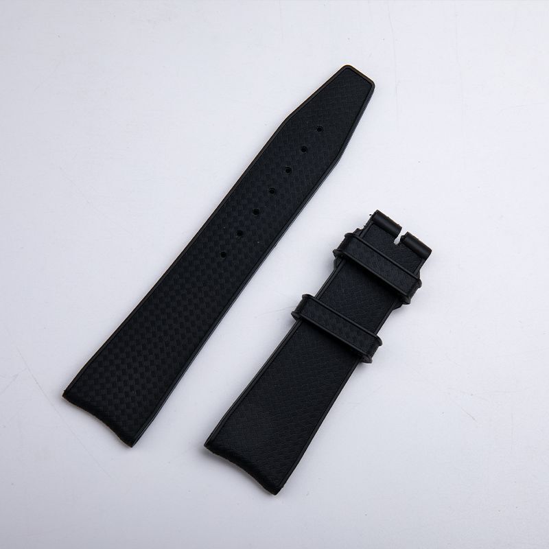 22mm Black Curved End Rubber Watch Band Replacement Strap Fits IWC Watches