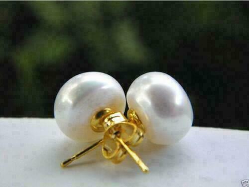 Real AAAAA Akoya 10-11mm white stud pearl earrings 14k Limited time promotion