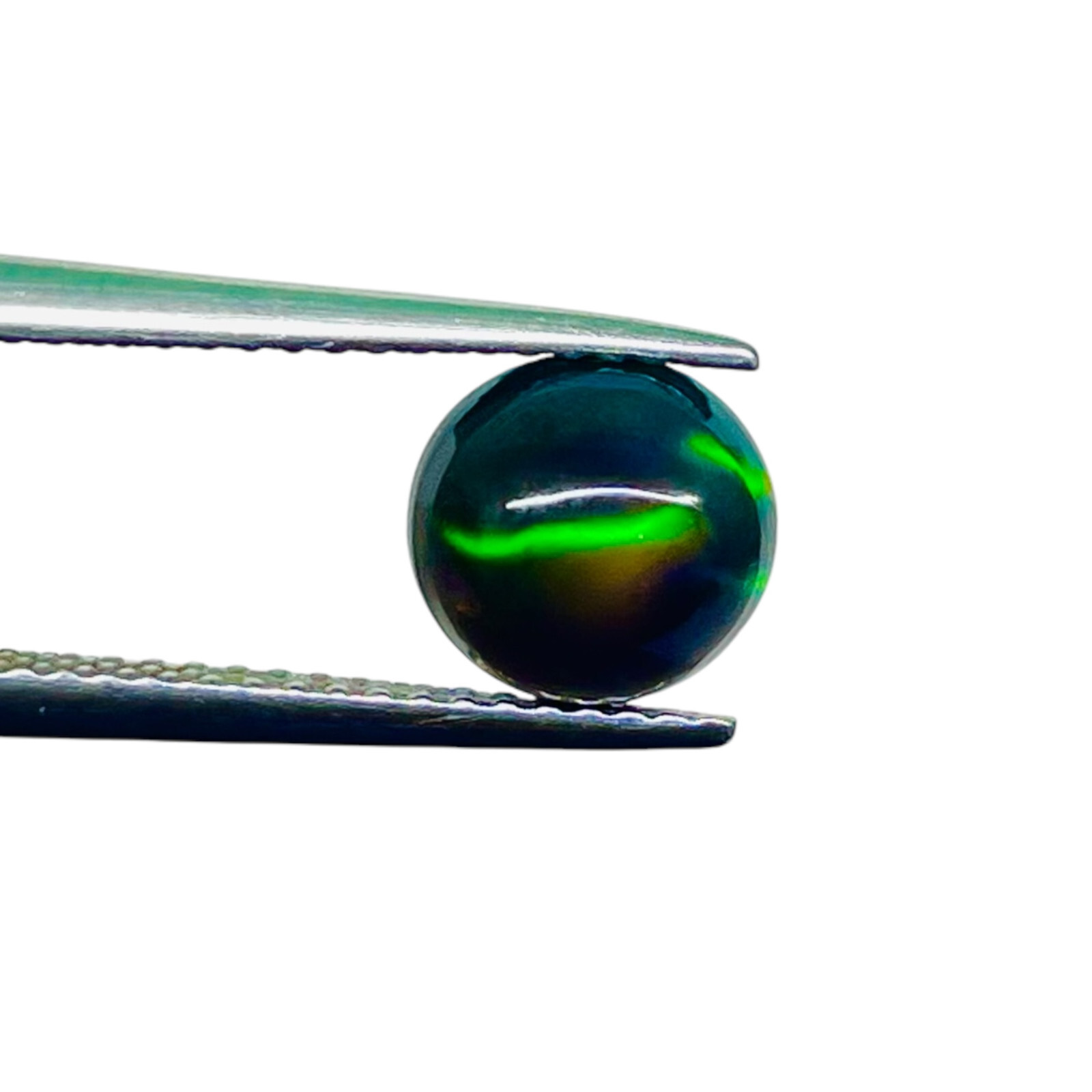 1.00 Ct Natural Ethiopian Black Opal 7.7 Round Flashy Loose Cabochon Gemstone