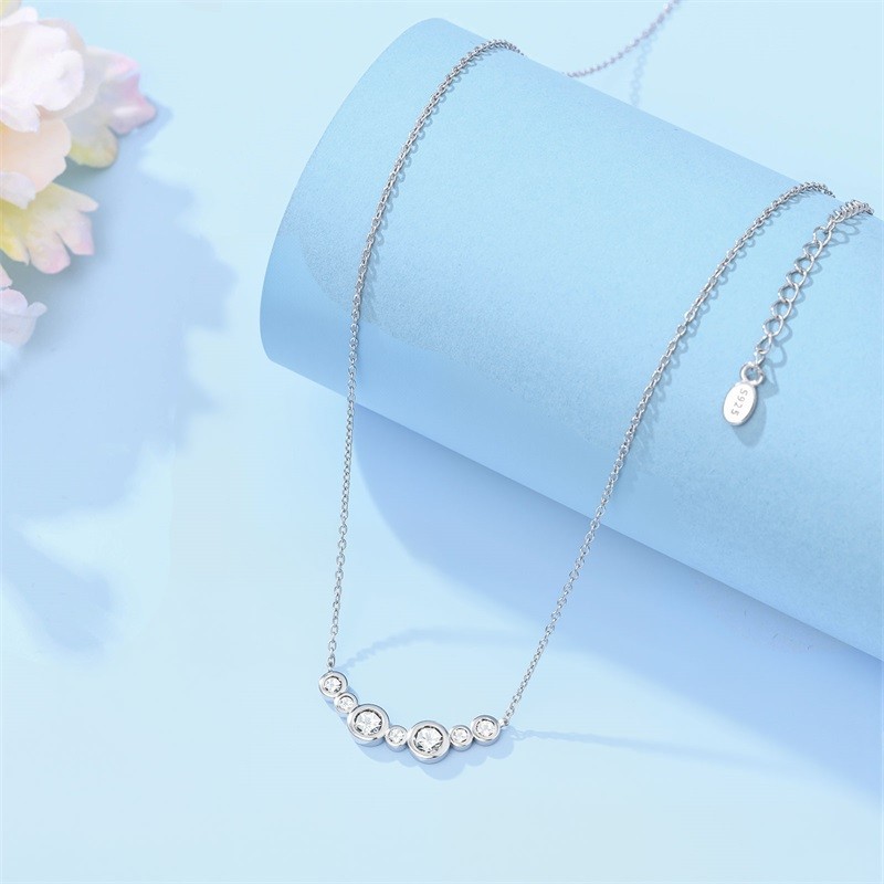 PANDACH Sterling Silver Starry Bubble Necklace Women Pendant Celestial Jewelry