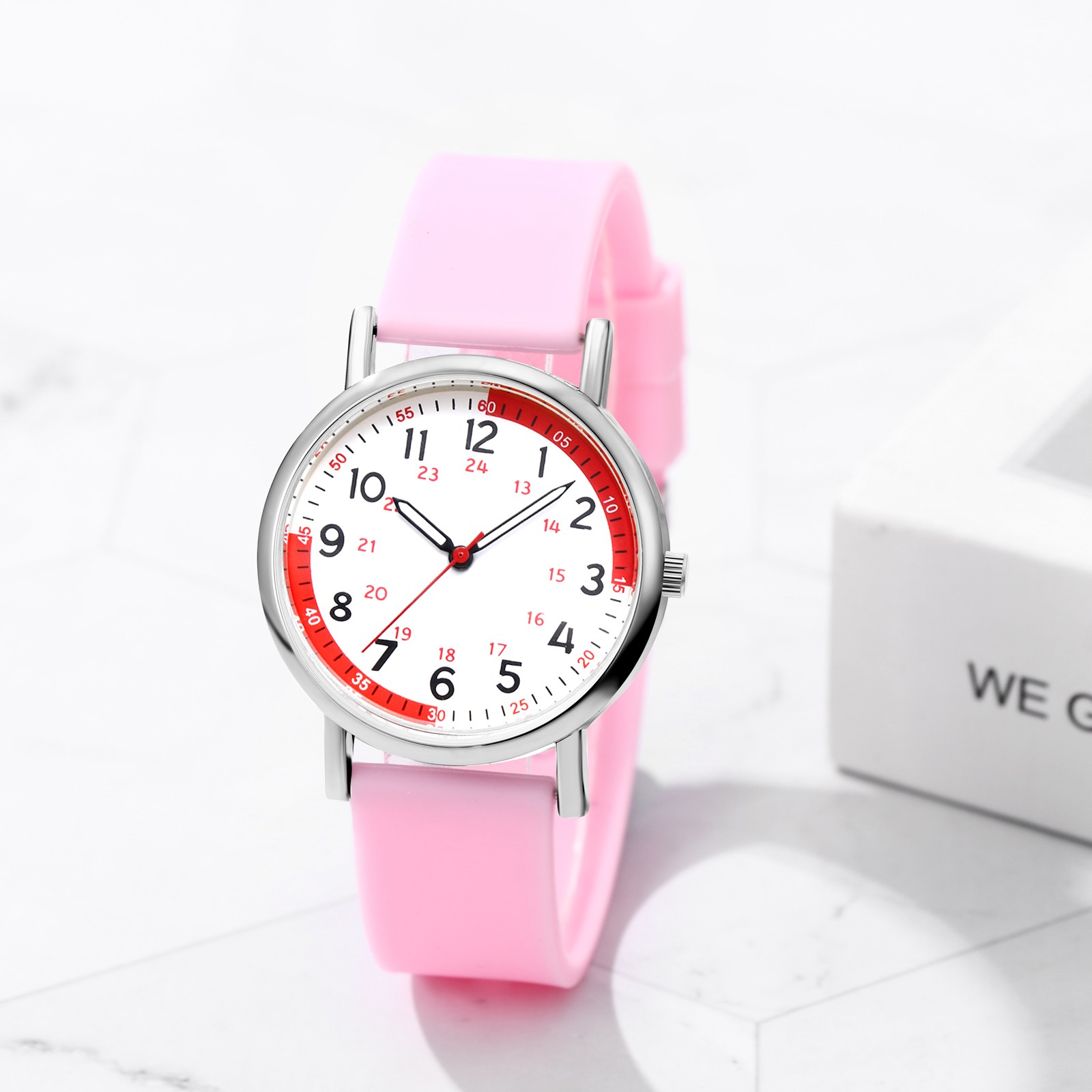 Men Women Easy Reader 24H/12H Dial Silicone Band Pulse Calculation Medical Watch