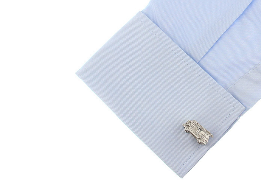 Fire Truck Pair Cufflinks Silver Firefighter Wedding Gift Box & Polishing Cloth