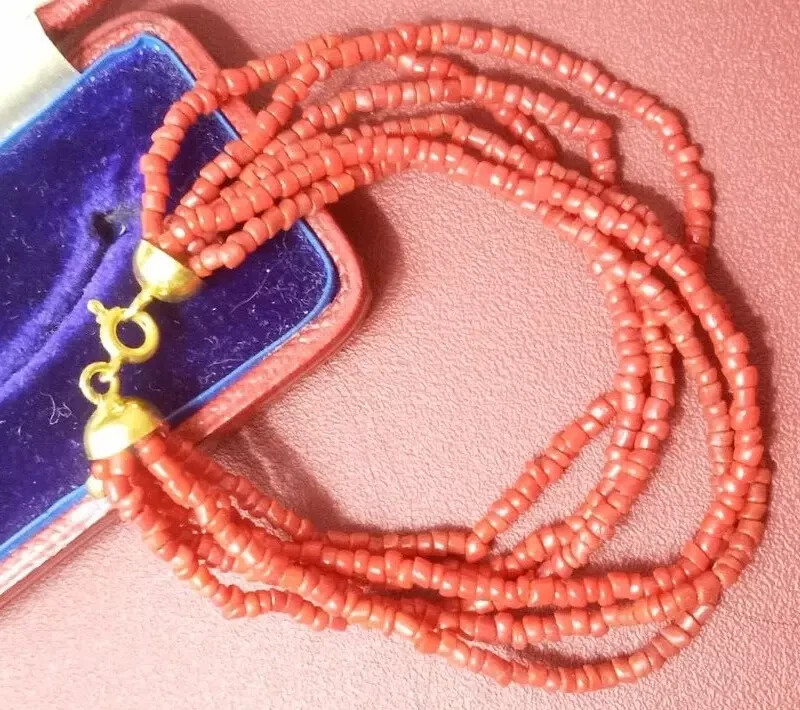 🦋Antique 18Kt 750 Gold Scare Multifilament Coral Bracelet🦋