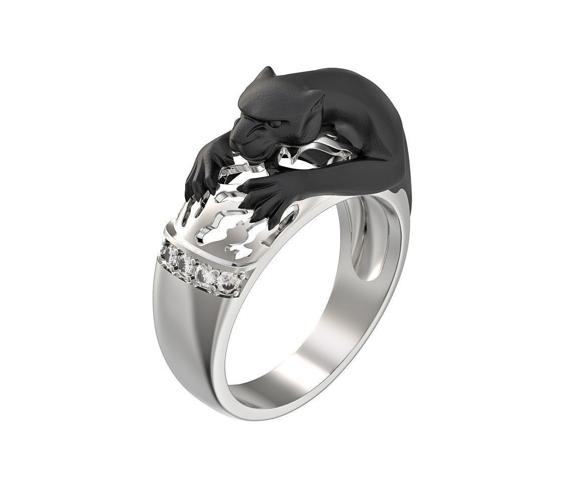 Lab Created Diamond Men’s Jaguar Gothic Punk 925 Sterling Silver Statement Rings