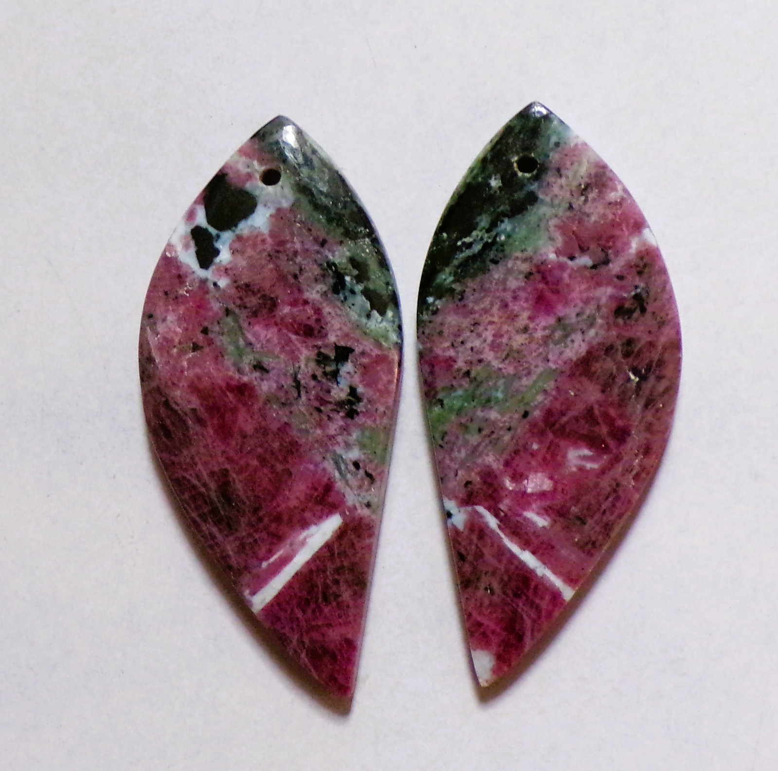 48.85 Cts Natural Ruby Zoisite Drilled Cabochon Match Pair Gemstone 39X17MM D113