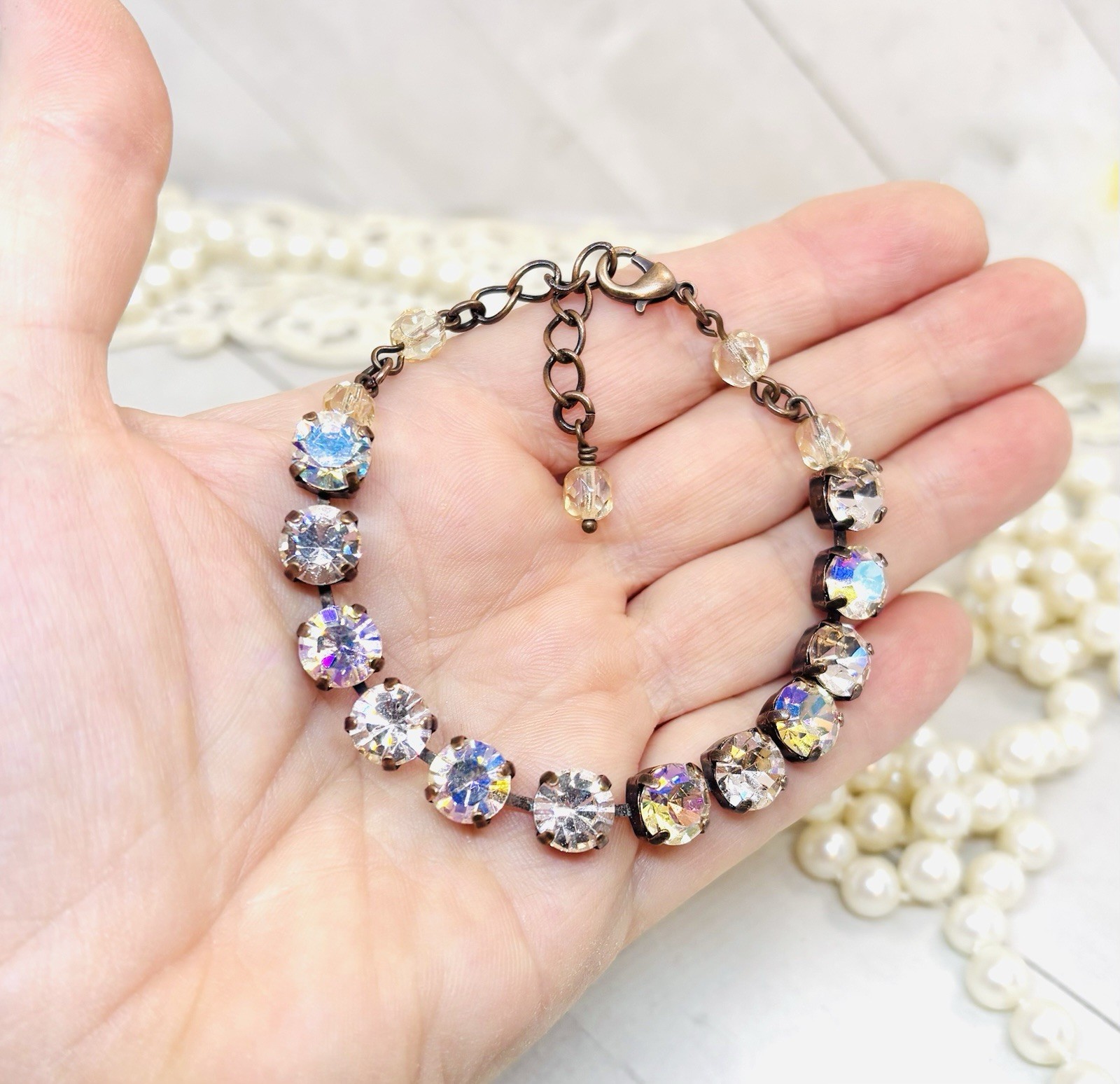 Antique Copper Plated Silk Champagne Cup Chain Tennis Bracelet