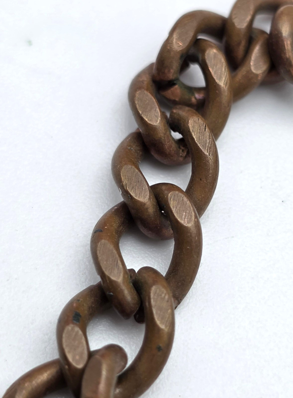 Vintage Solid Copper Heavy Rolo Cable Link Bracelet 6.25 In Fold Over Clasp 8.2m