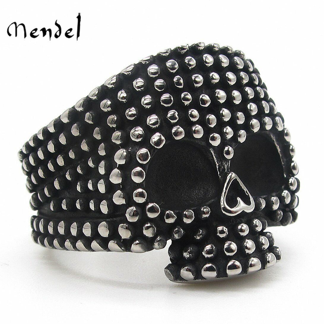 MENDEL Gothic Mens Black Biker Punk Skull Ring For Men Size 7 8 9 10 11 12 13 15