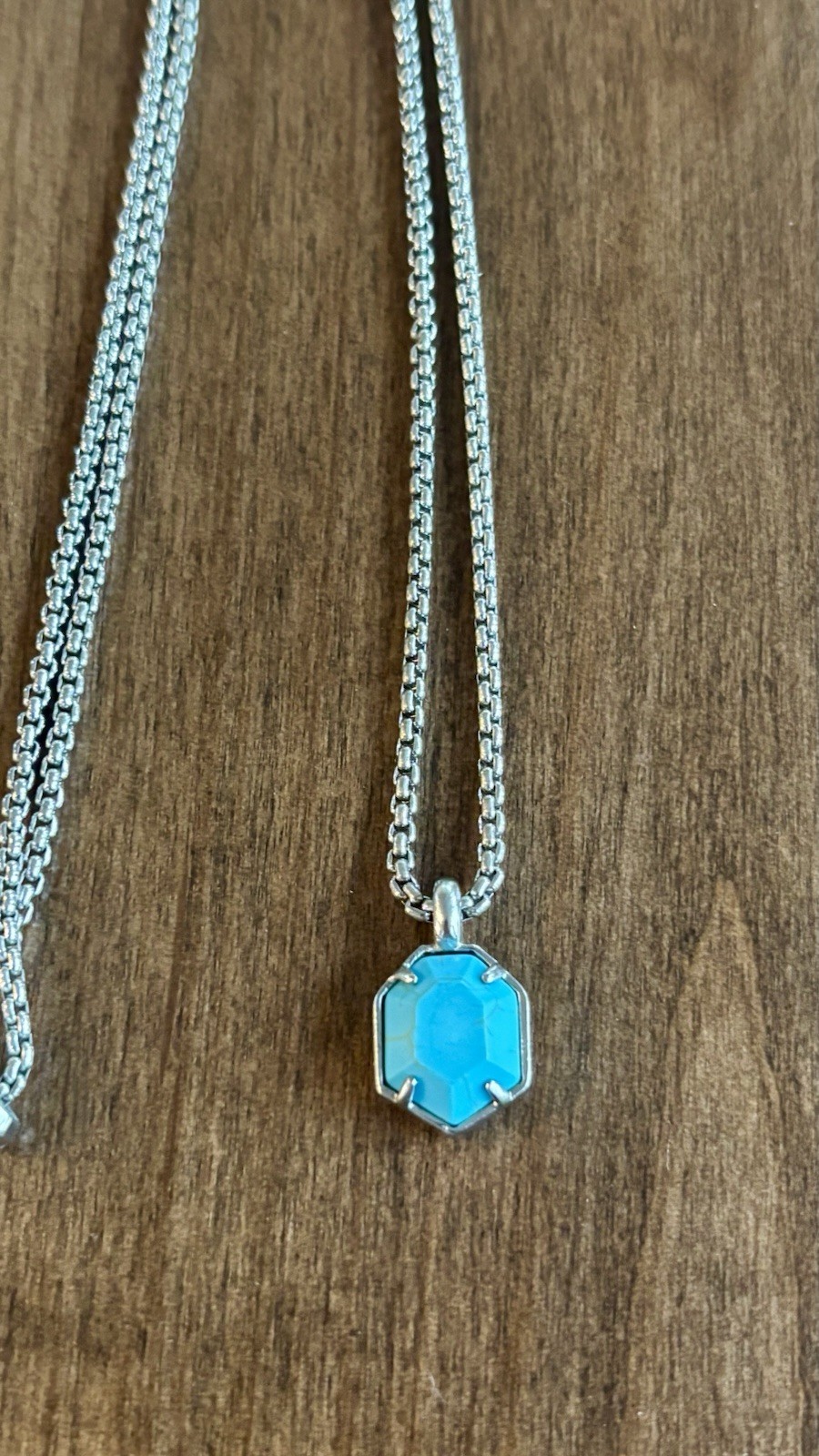 Kendra Scott ~ Teo ~ Turquoise Pendant with Silver Tone Adjustable Slider Chain