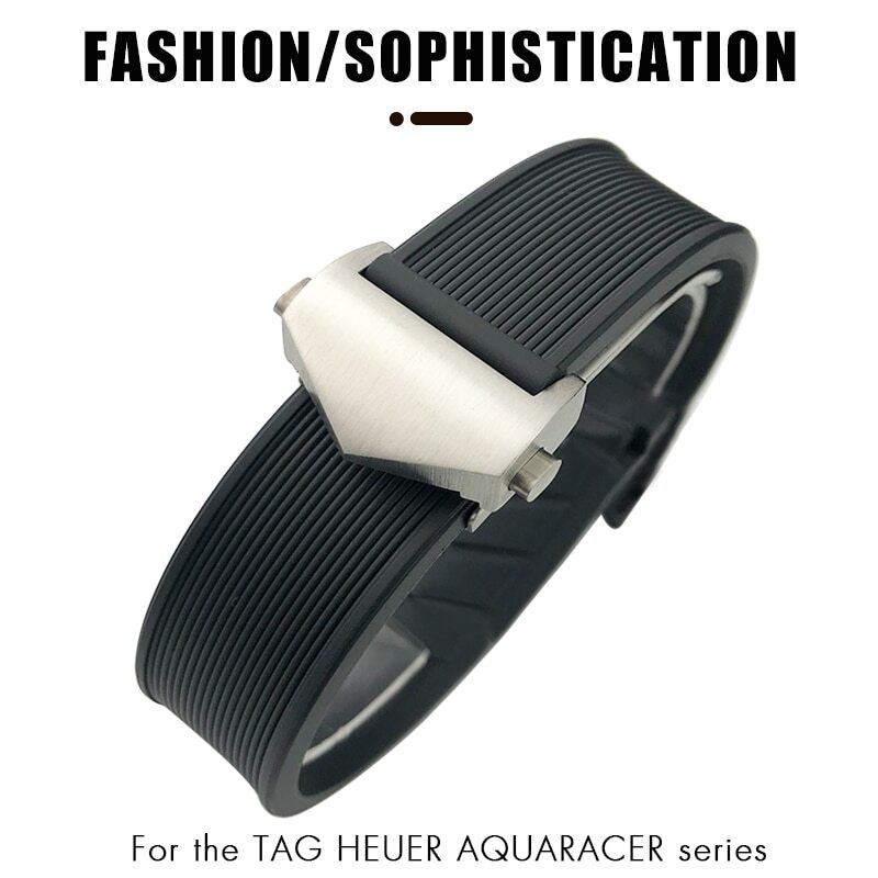 20mm 21mm 22mm Rubber Silicone Band Strap For Tag Heuer CARRERA AQUARACER Watch