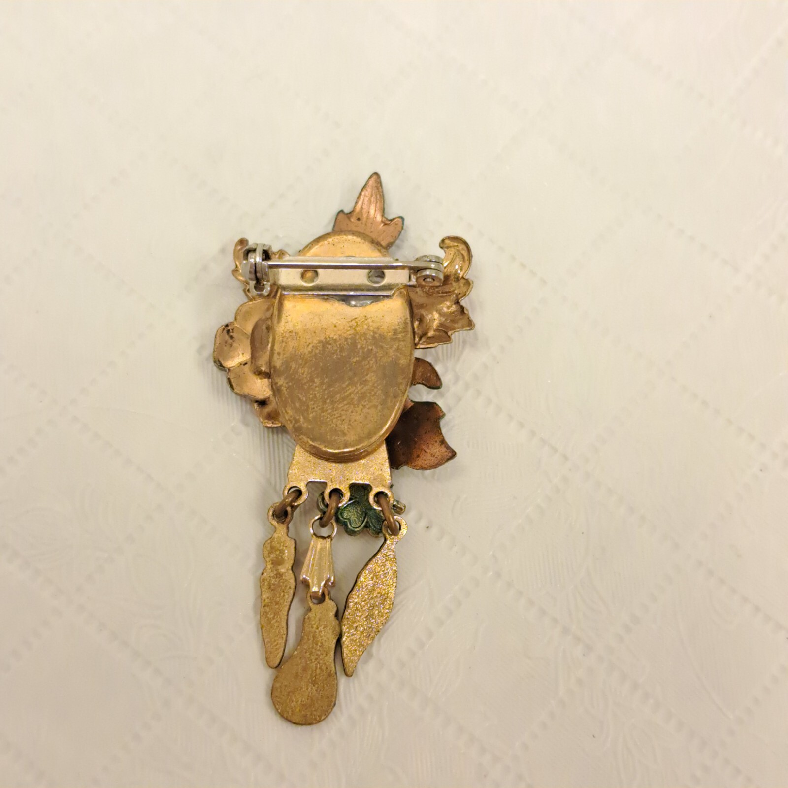 Vintage Flowers Brooch Floral Copper Brass Color Flower Art Pin Handmade