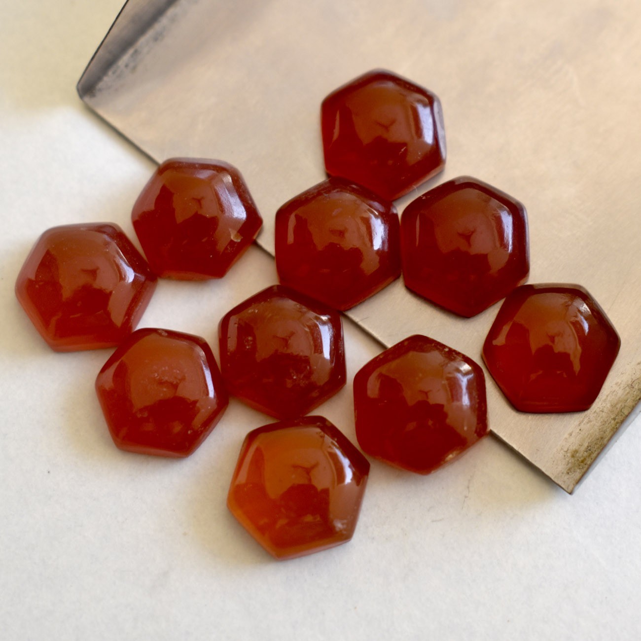 Natural Red Onyx Hexagon Cabochon 10mm To 25mm Loose Gemstone