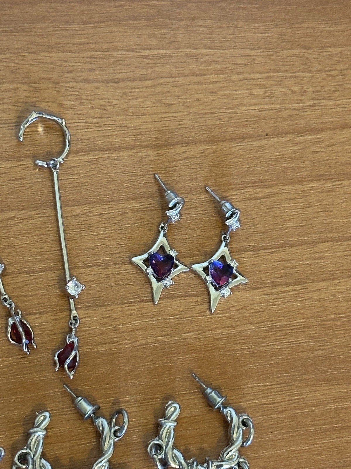 5 Pairs Assorted Dangle Earrings Gothic Crystal Star Cross Drop Earrings Lot