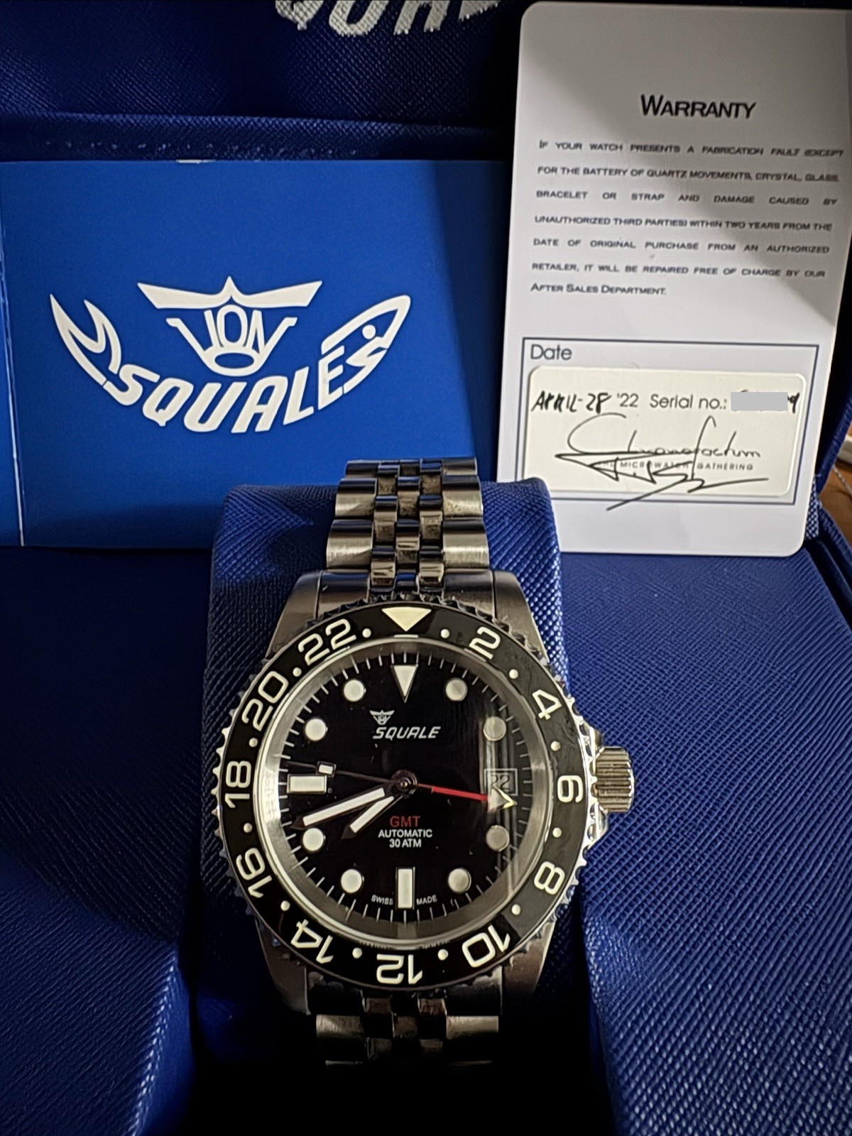 Squale GMT 1545 300 meter Swiss Automatic GMT watch with Luminous Ceramic Bezel