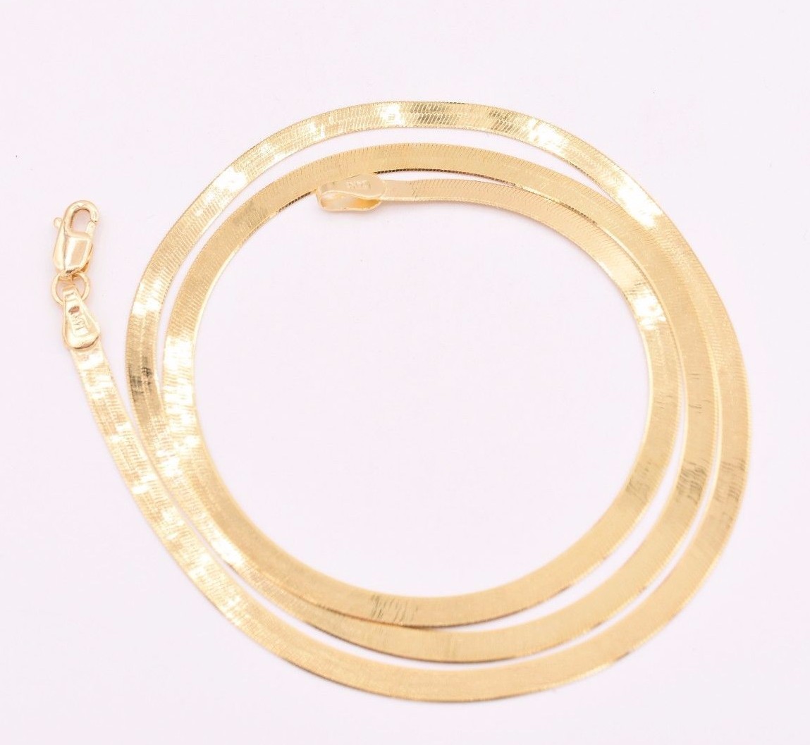 High Polished Herringbone Necklace Chain 10K Solid Yellow Gold 3.0mm ALL SIZES
