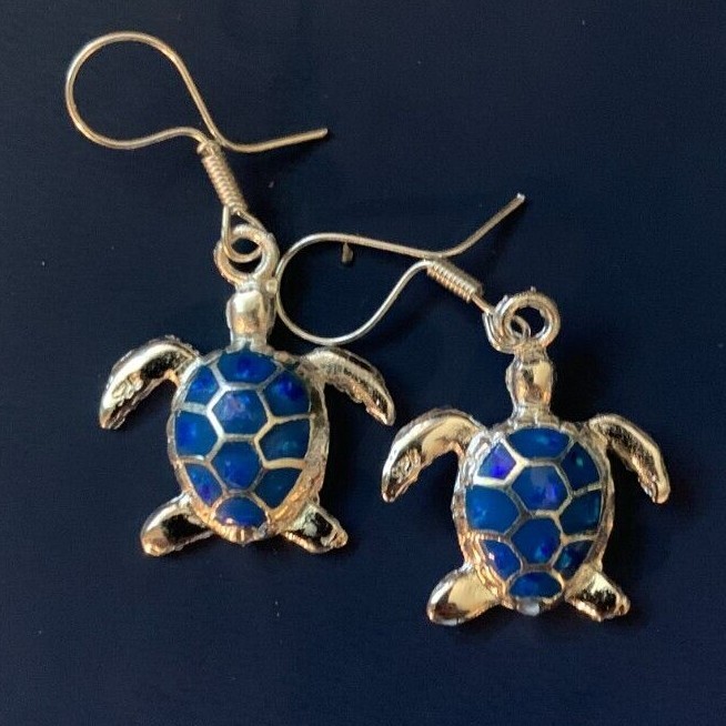 Silver and inlaid TURTLE earrings – Multiple colors