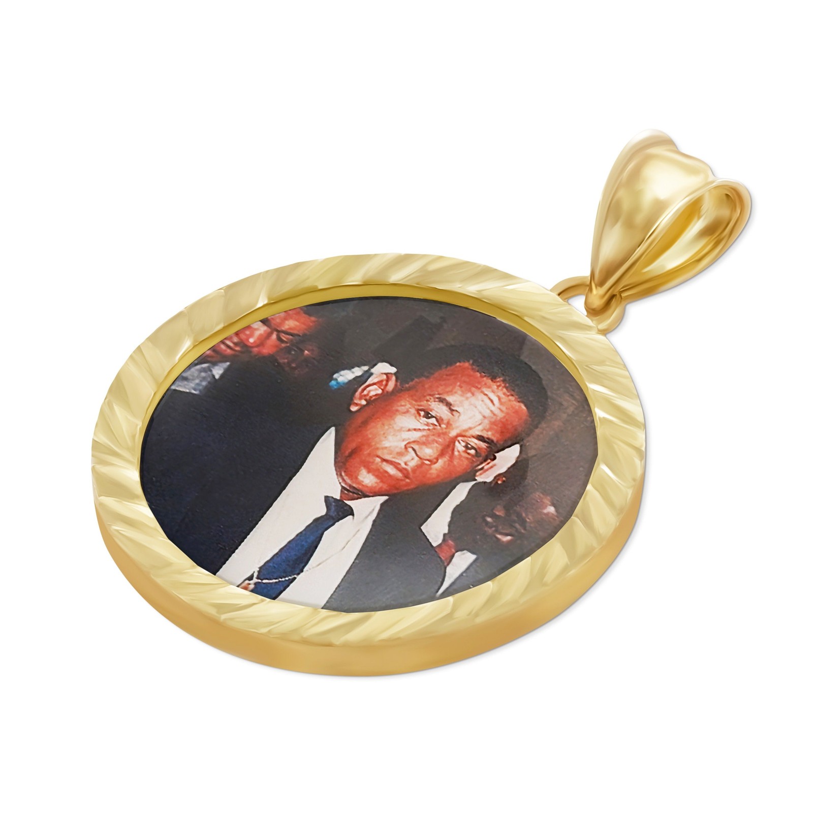 10k Gold Memorial Picture Classic DC Round Pendant Necklace