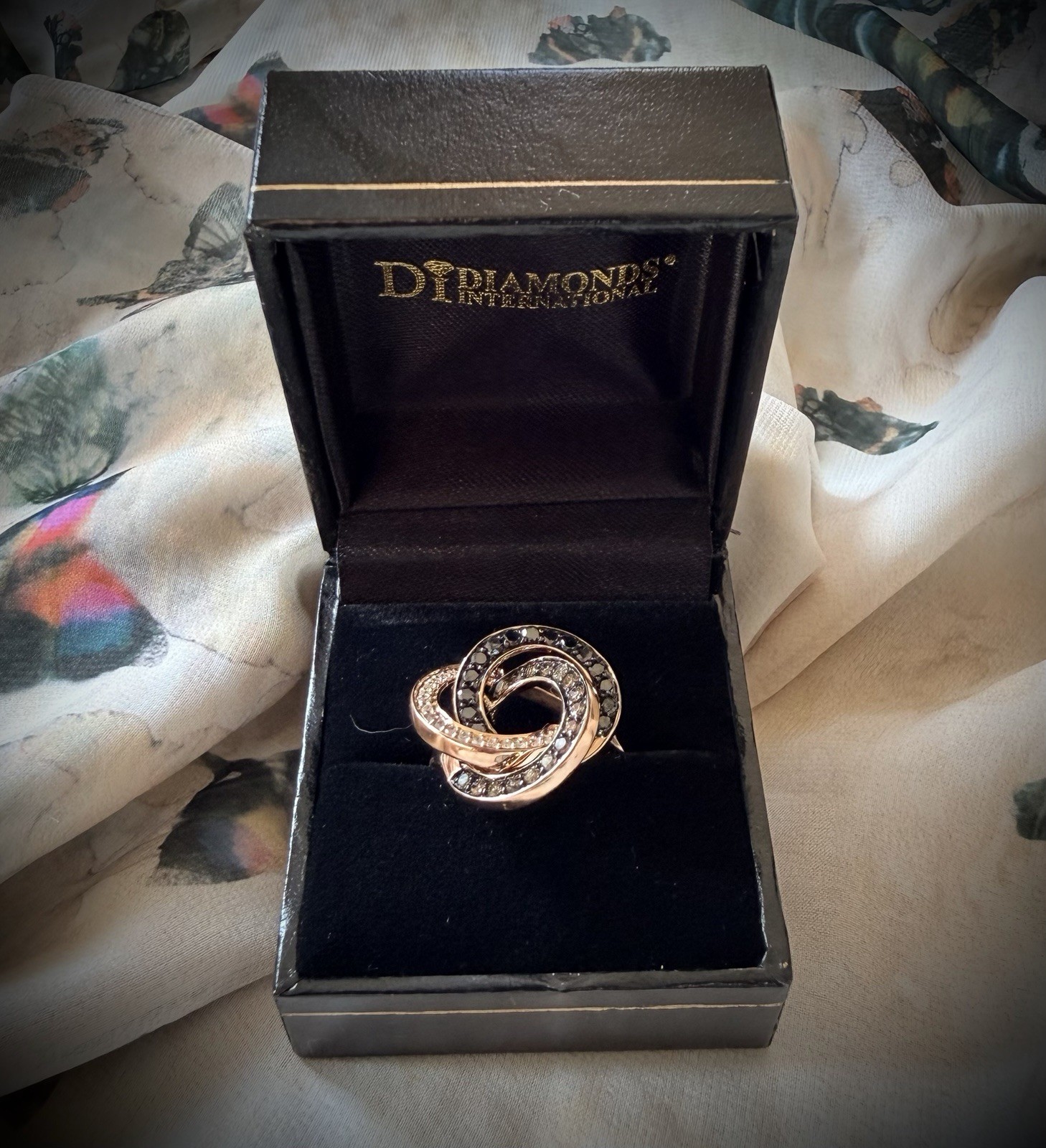 14k Rose Gold & Diamond Trinity Ring