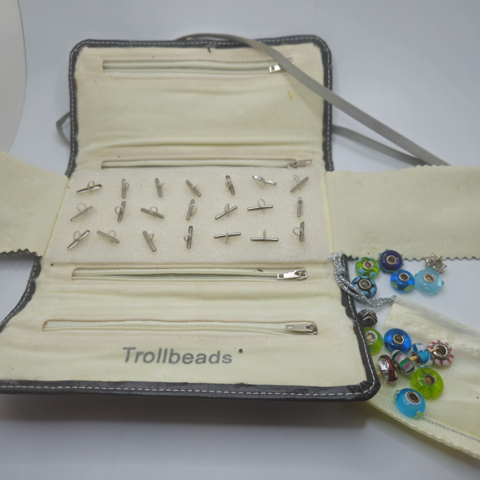 Authentic Trollbeads Green Blue Retired Lot Of 15 And Case