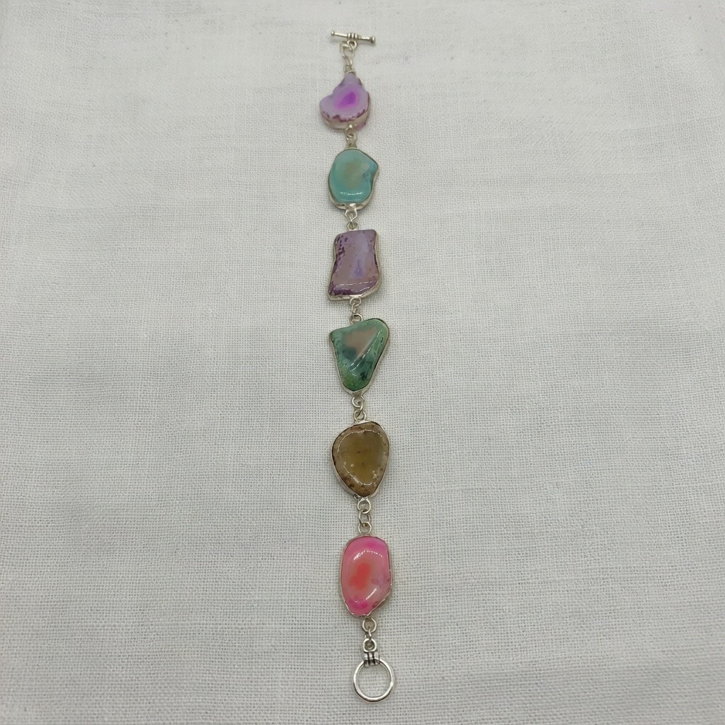 Multi-Color Agate Bracelet for Chakra Healing 90Ct | Crystal Stone Jewellery