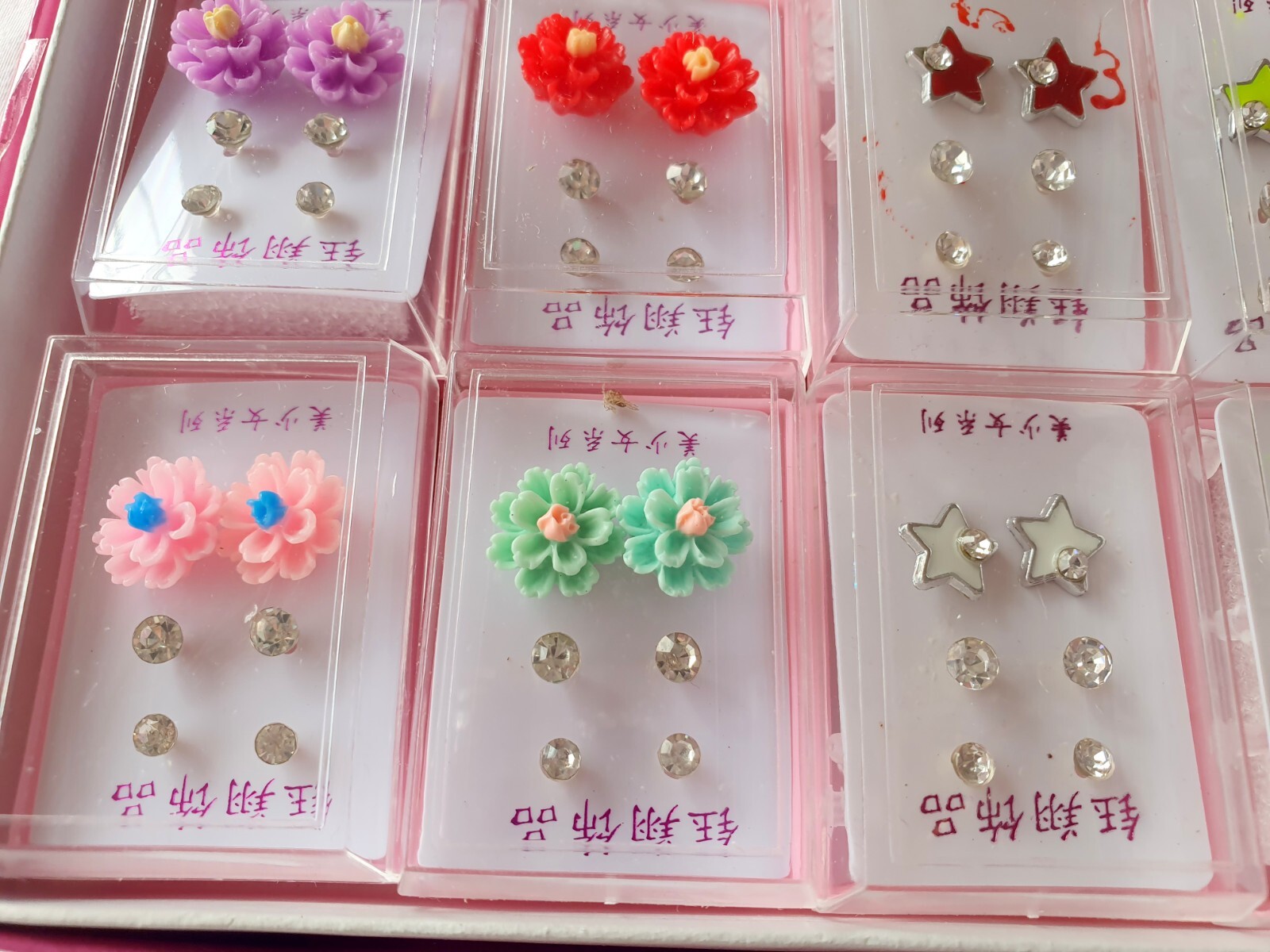 Joblot of 72 Pairs Mixed colour Diamante Hypoallergenic Earrings – NEW A