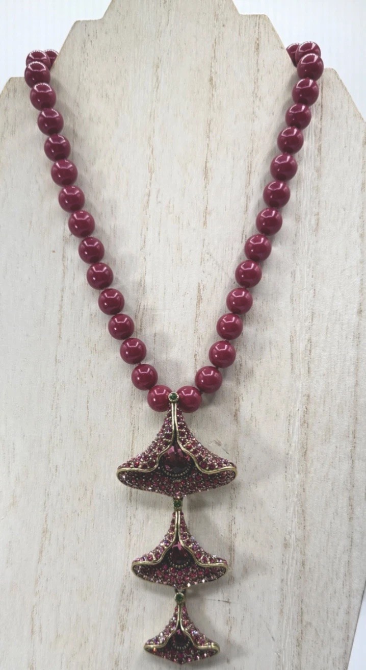 HEIDI DAUS “Angel Bloom” Beaded Crystal-Accent Drop Statement Necklace NWT